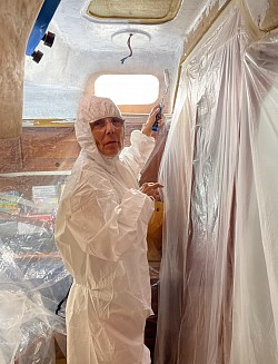 Pose de l’apprêt au rouleau